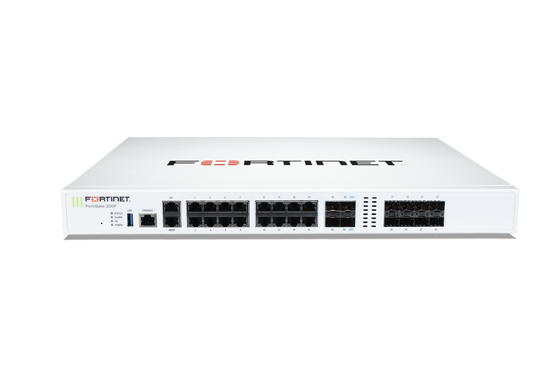 Fortinet FortiGate FG-200F-BDL-950-12 Bundle Security Appliance with 18 x GE RJ45, 8 x GE SFP slots, 4 x 10GE SFP+ Slots Max 200 User